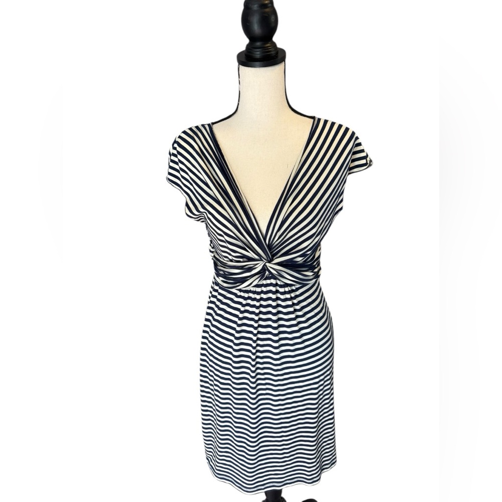 Max Studio Navy and White Striped Dress Size S
